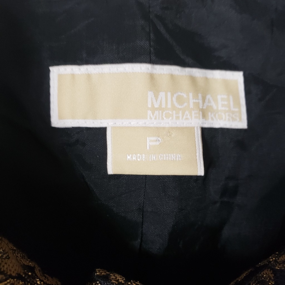 Micheal Kors Gold Brocade Cropped Jacket Size P - Picture 3 of 8